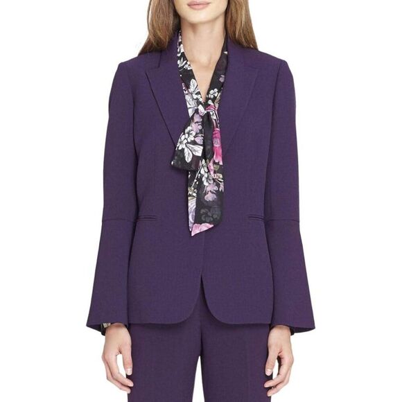 Tahari ASL Blazer Size 14 Split Bell-Sleeve Purple - Picture 1 of 13